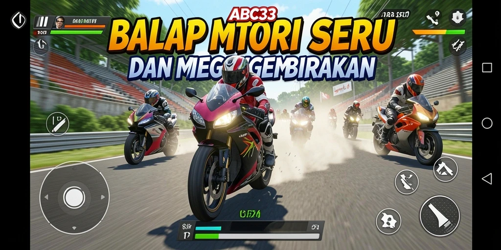 Gameplay mendebarkan balap motor di ABC33 dengan grafik yang menakjubkan.
