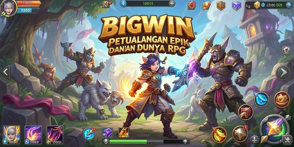 Tangkapan layar gameplay BIGWIN menampilkan aksi pertarungan seru dengan karakter yang unik.