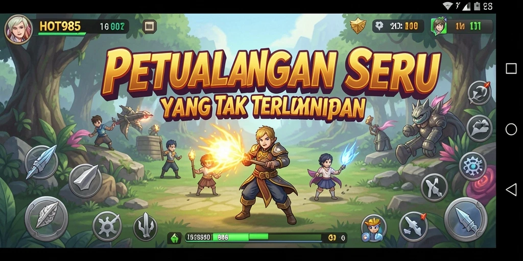 Gameplay HOT985 menampilkan aksi petualangan seru dan tantangan beragam.