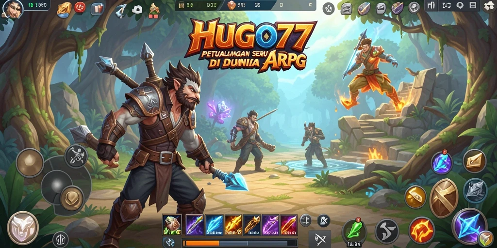 Gameplay seru HUGO77 dengan pertarungan epik.