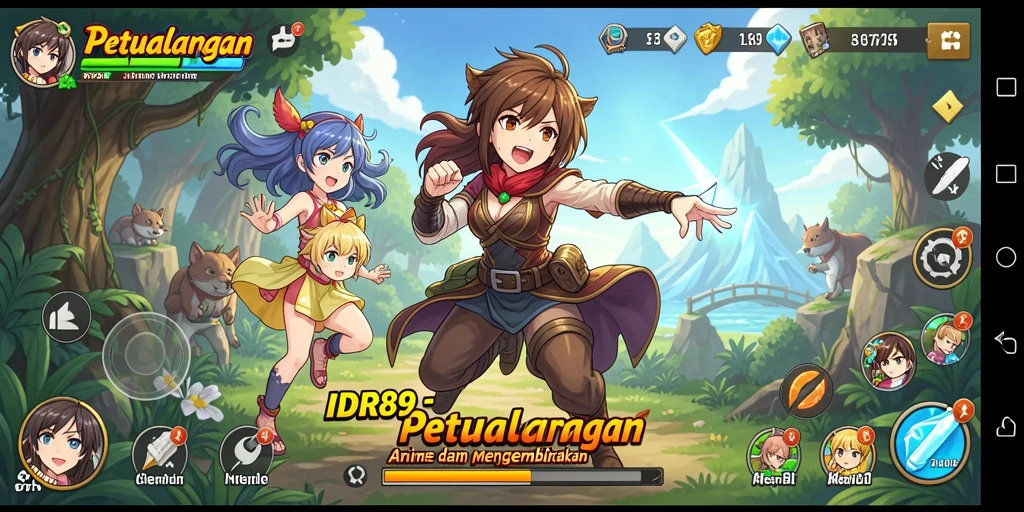 Screenshot gameplay IDR89 yang menampilkan karakter anime dalam aksi.