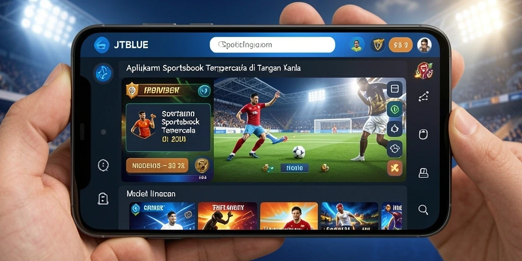Tampilan gameplay JTBLUE yang menarik dan interaktif pada aplikasi Sportsbook.