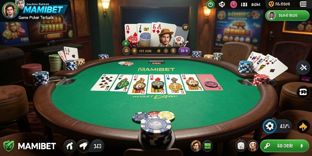 Tampilan gameplay Poker MAMIBET yang mendebarkan dan interaktif.