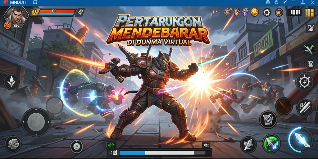 Gameplay MNDUIT menampilkan aksi pertarungan yang dinamis dan menarik.