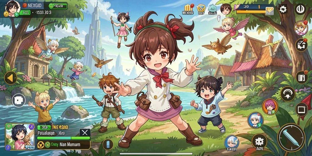Tampilan gameplay NEXGID yang menakjubkan dan penuh aksi.
