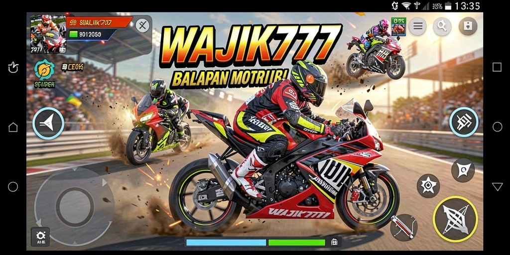 Screenshot WAJIK777 menampilkan aksi balap motor yang mendebarkan.
