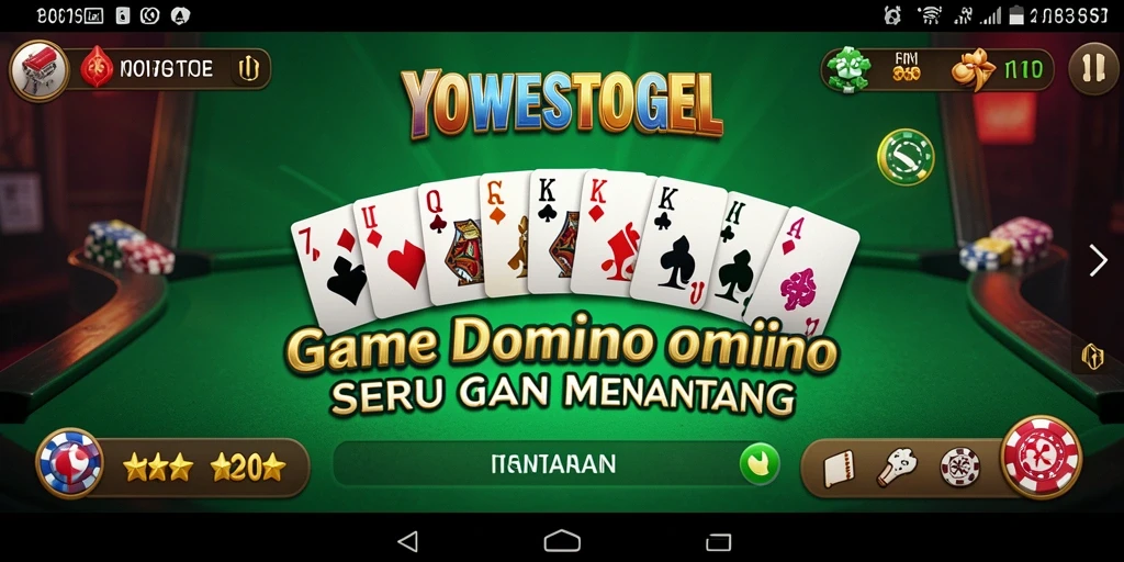 Tampilan screenshot utama YOWESTOGEL menampilkan serunya gameplay Domino.
