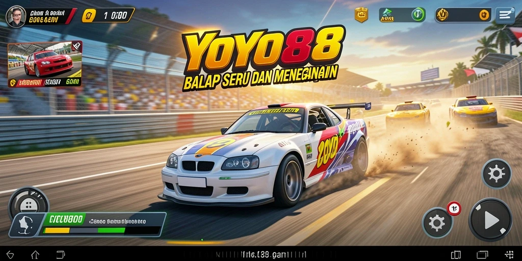 Tangkapan layar gameplay <strong>YOYO88</strong> yang menunjukkan aksi balapan seru.